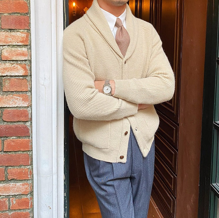 Shawl collar outlet sweater with blazer