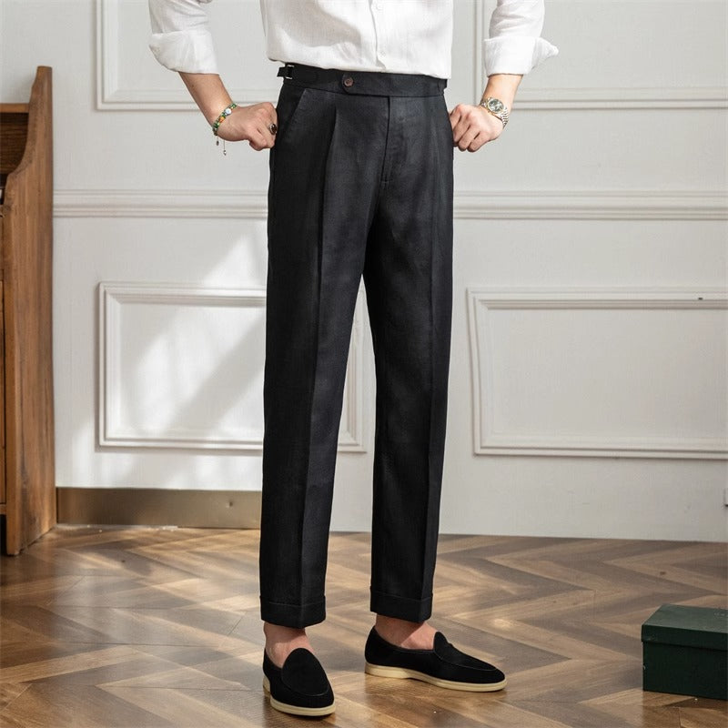 Monte Carlo Linen Pleated Trousers