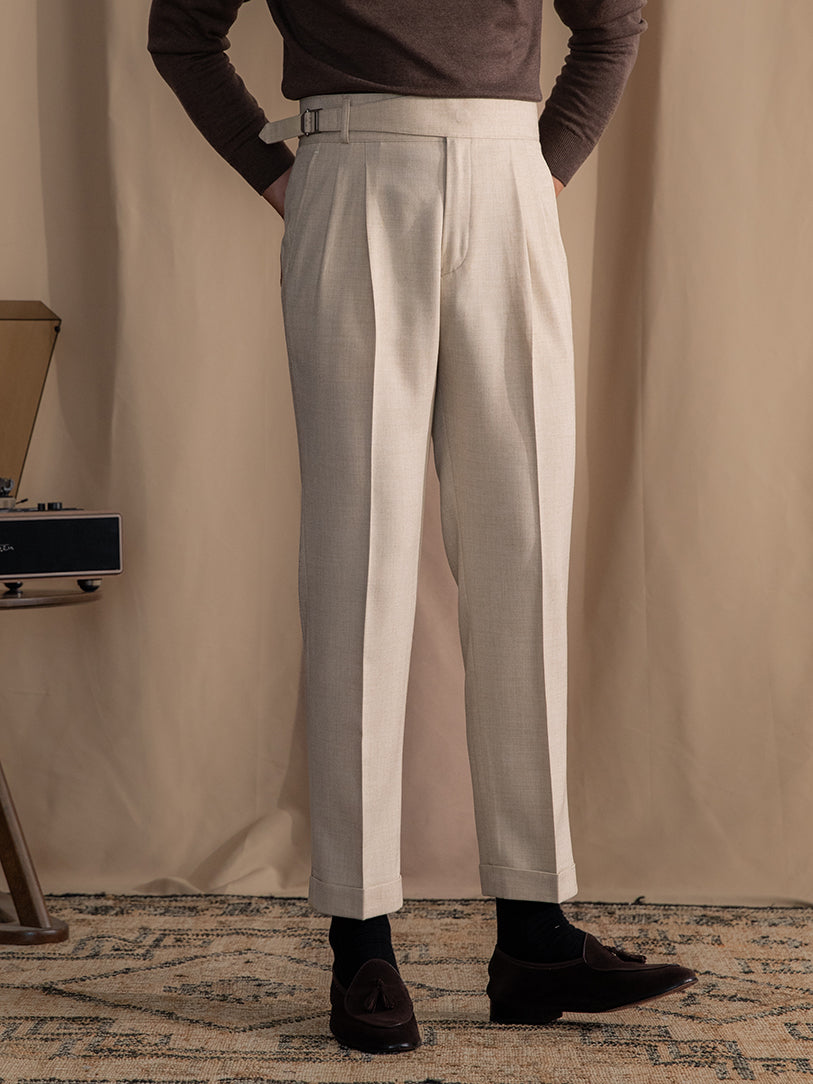 Vicenza Gurkha Double Pleated Straight Fit Trousers