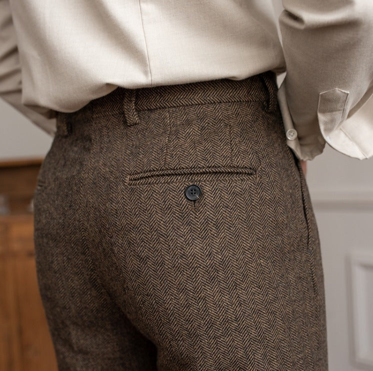 Winchester Herringbone Wool Blend Suit Trousers