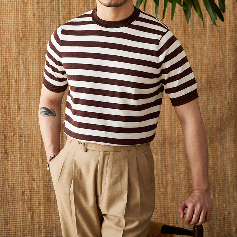 Venezia Striped Cotton Blend Knit T-Shirt