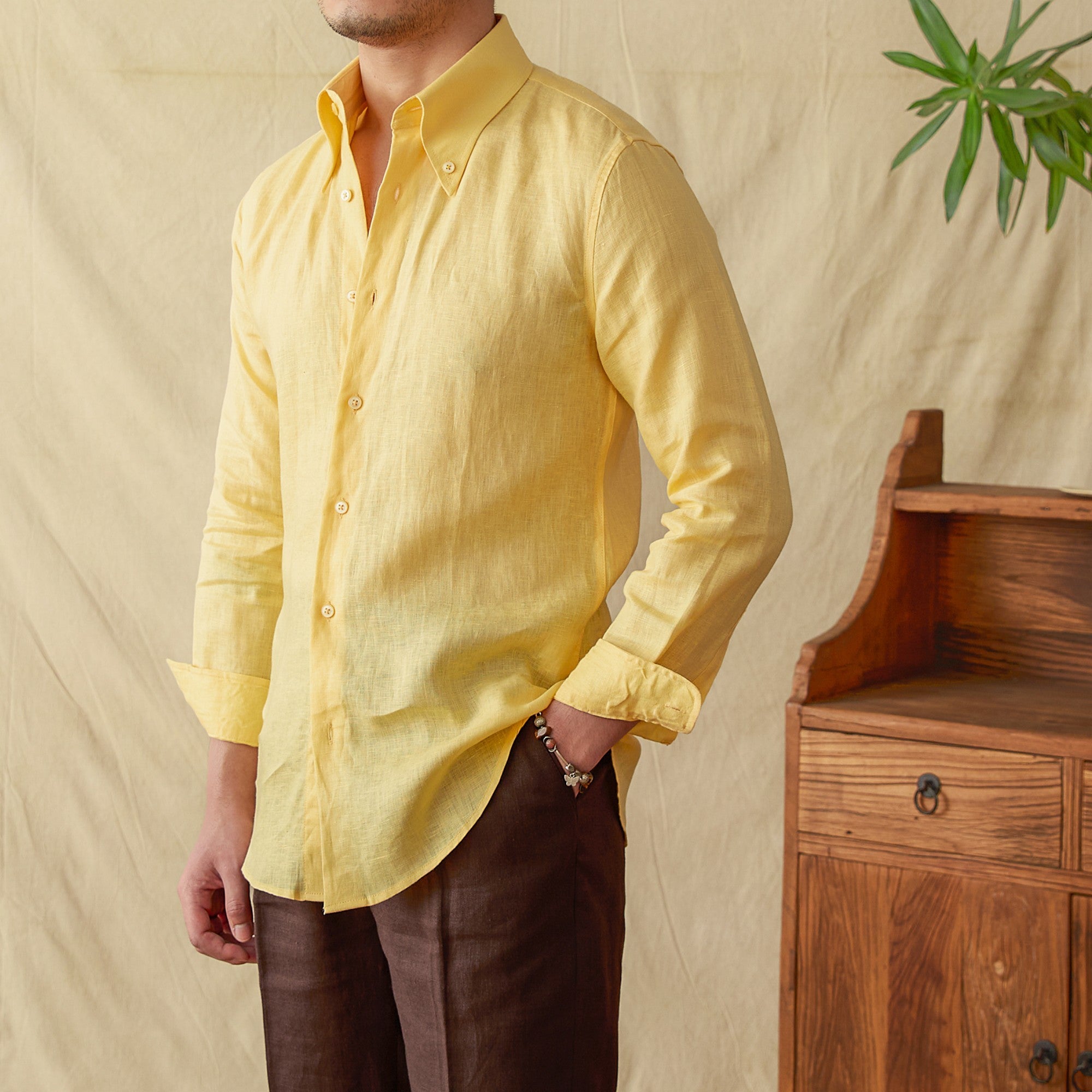 Genoa Linen Point Collar Long Sleeve Shirt