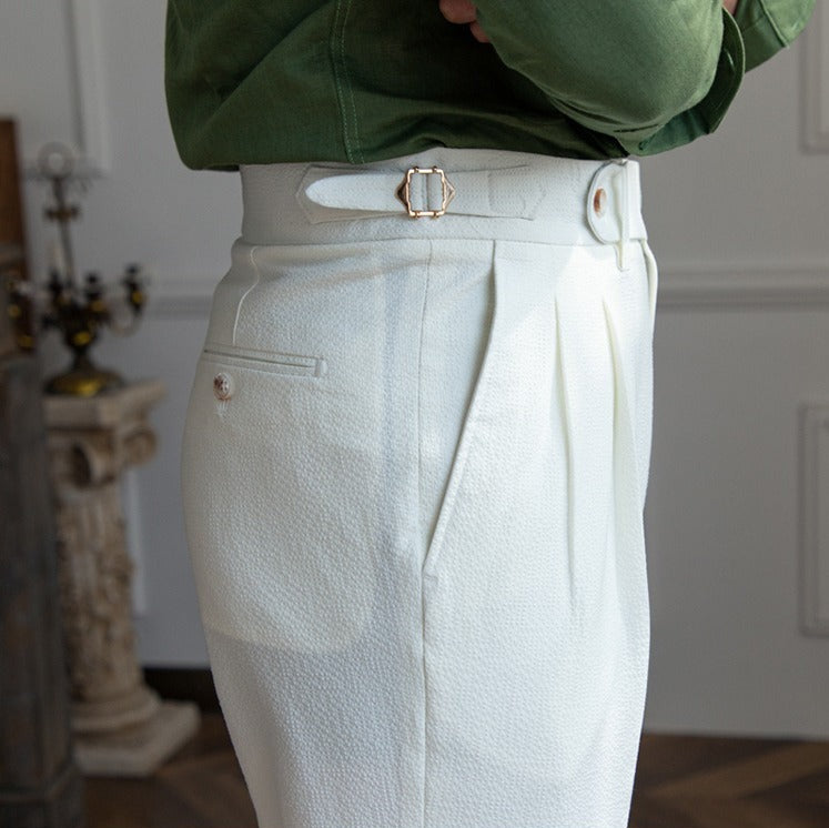 Pantalon Positano Seersucker Airy à double plis 