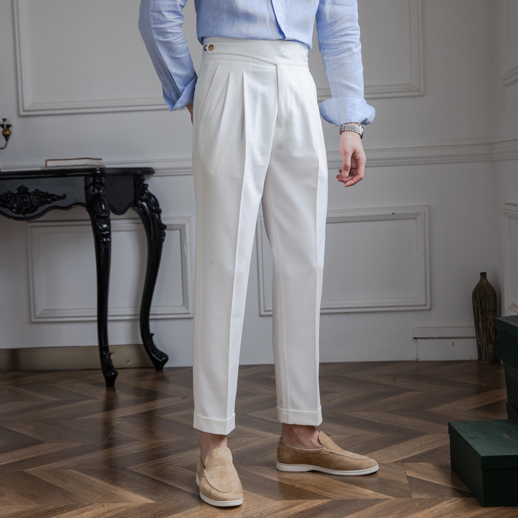 Moneglia Straight Fit Pleated Trousers