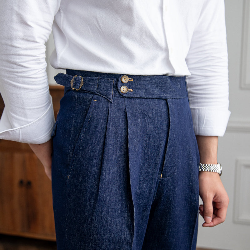 Rome Denim Workwear Double Pleated Trousers