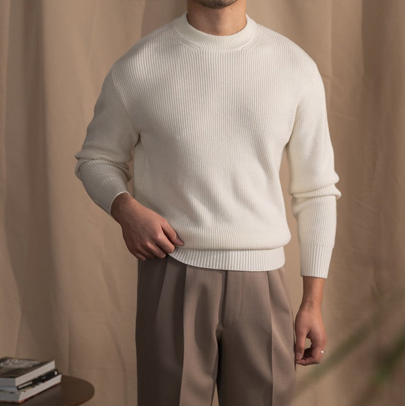 Casuale Ribbed Knit Wool Blend Sweater