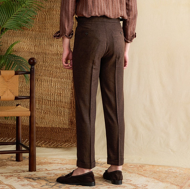 Antibes Linen Blend Pleated Straight Fit Trousers