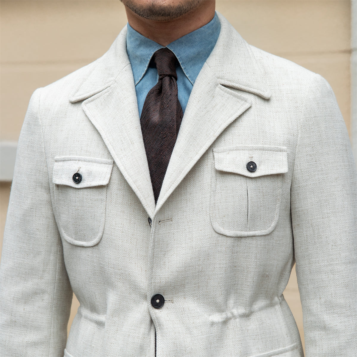 Milan Suit Collar Linen Blend Jacket