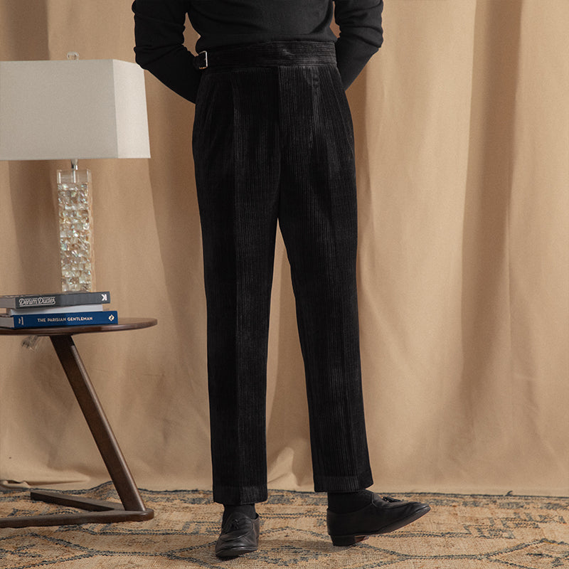 Catania Chenille Ribbed Double Pleated Gurkha Trousers