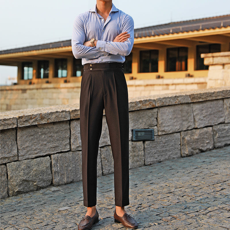 Tuscany Double Button Closure Pleated Trousers