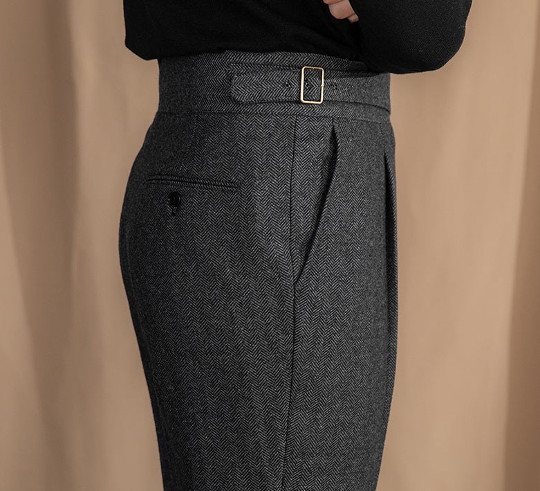 Modena Wool Blend Gurkha Pleated Trousers