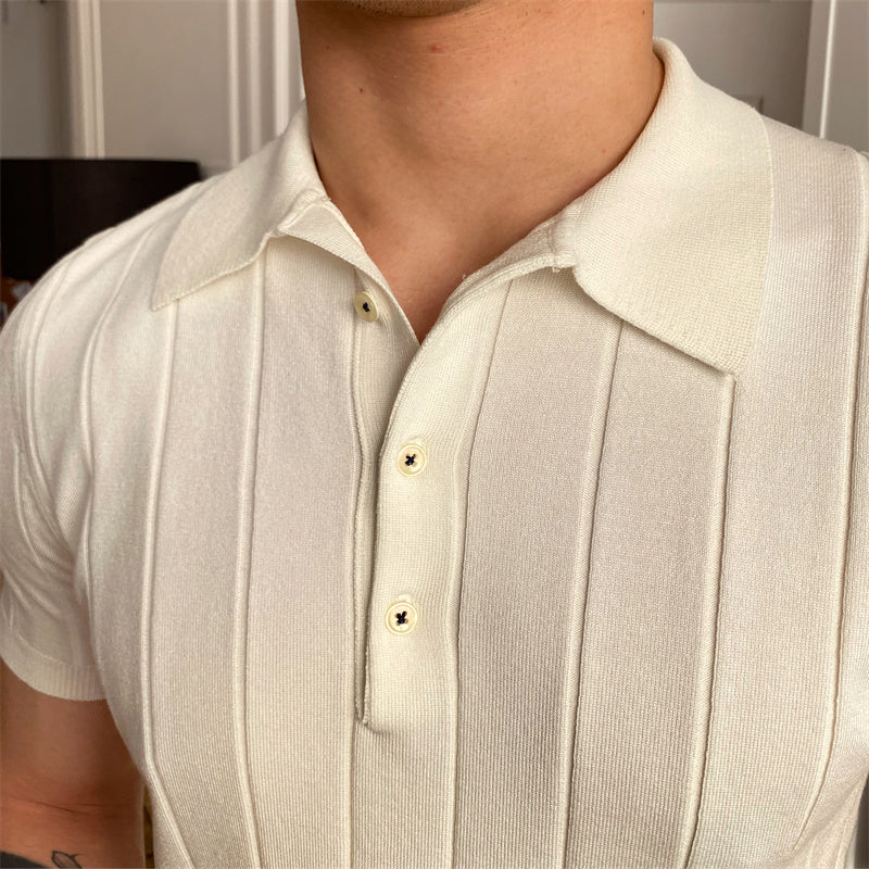 Pleated Elegance Knitted Polo