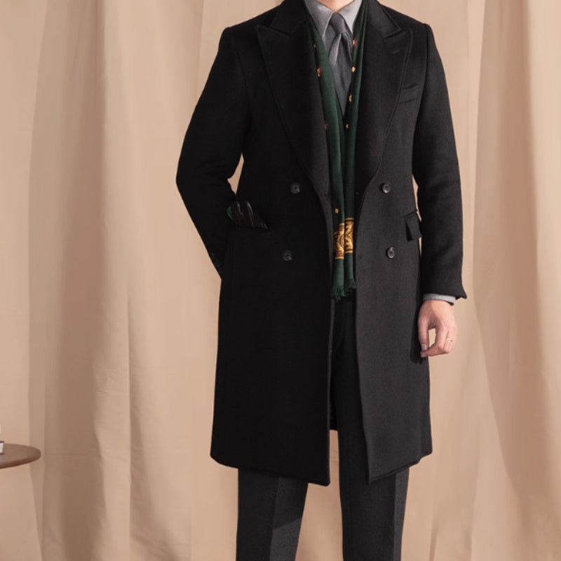 Oxford Brushed Wool Blend Double Breasted Coat