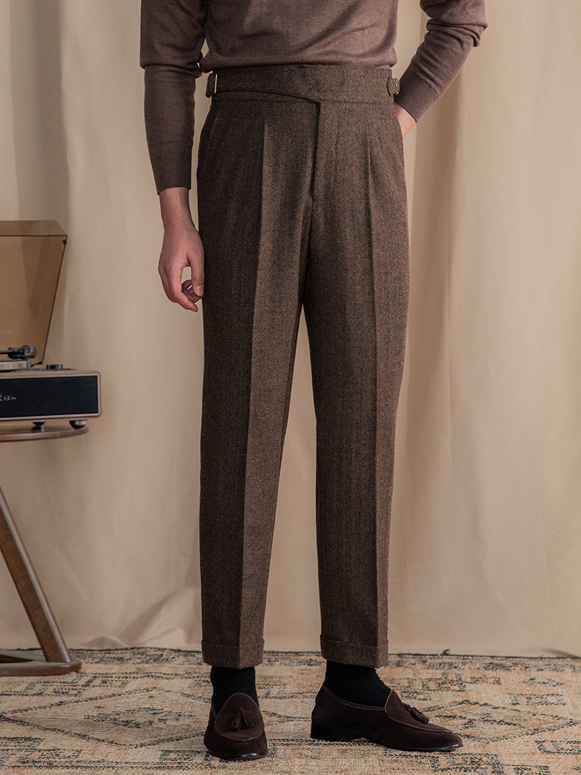 Modena Wool Blend Gurkha Pleated Trousers