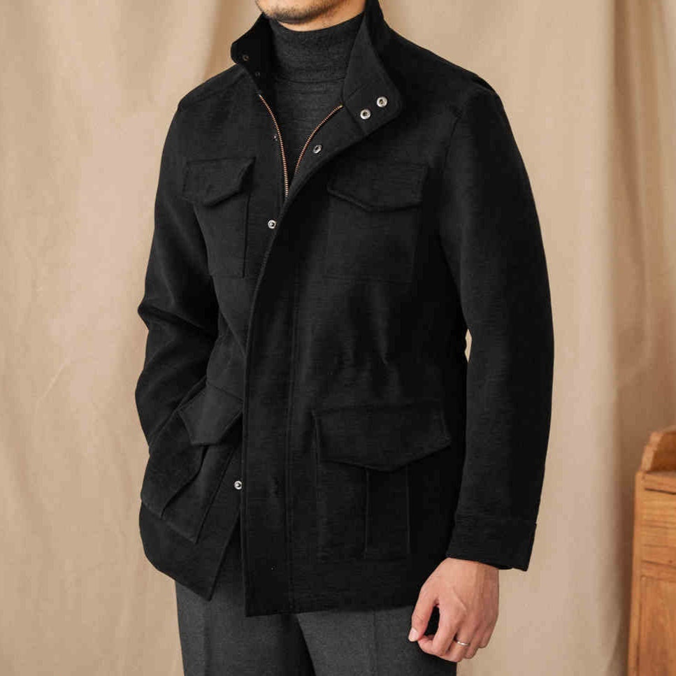 London Herringbone Suede Trim Field Jacket