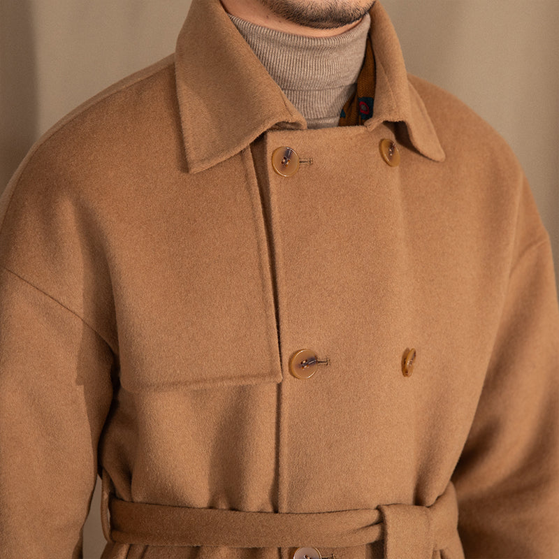 Firenze Wool Blend Belted Double Breasted Coat