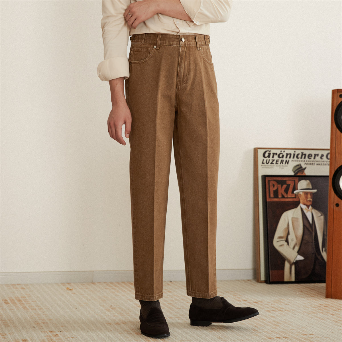 Salamanca Cotton Denim Pleated Trousers