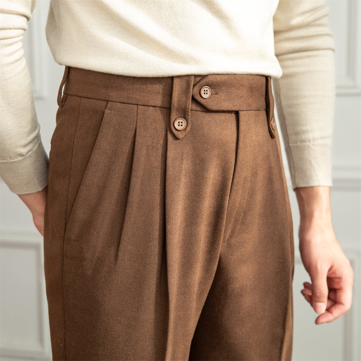 Rome Wool Blend Pleated Trousers