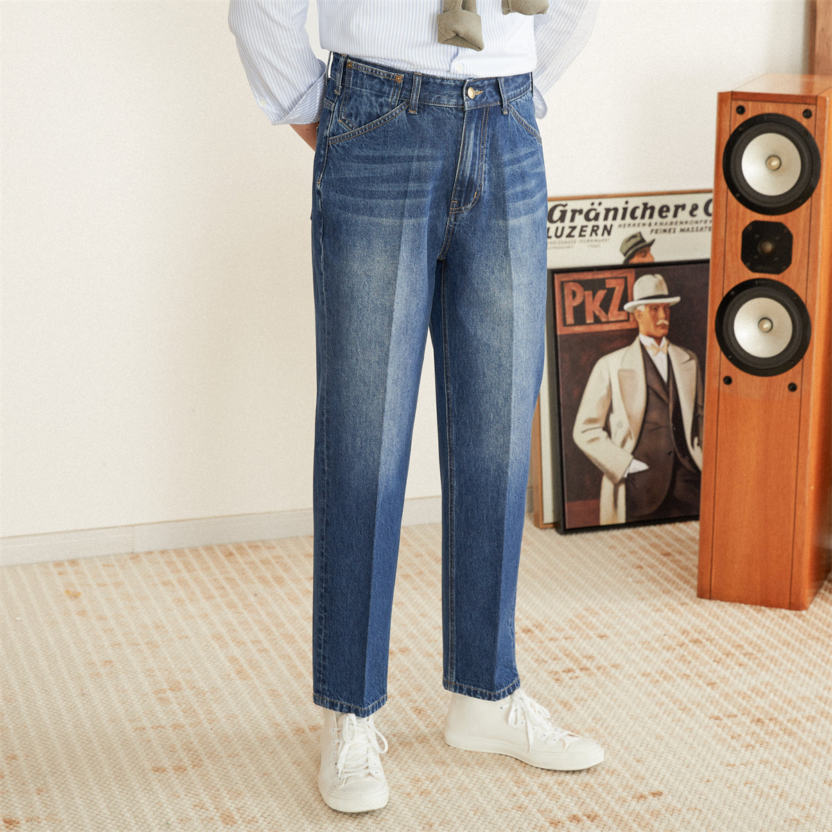 Madrid Cotton Pleated Denim Trousers