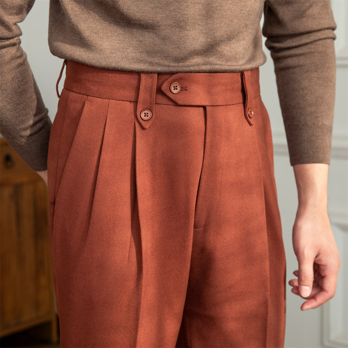 Rome Wool Blend Pleated Trousers