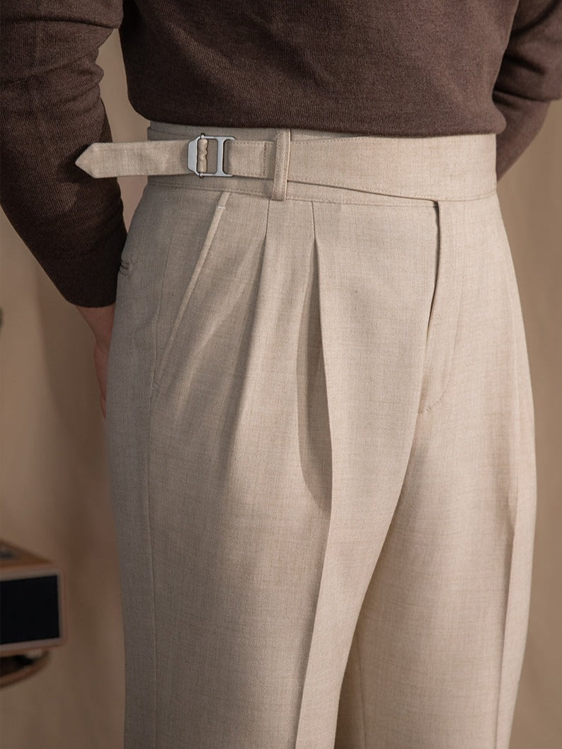 Vicenza Gurkha Double Pleated Straight Fit Trousers