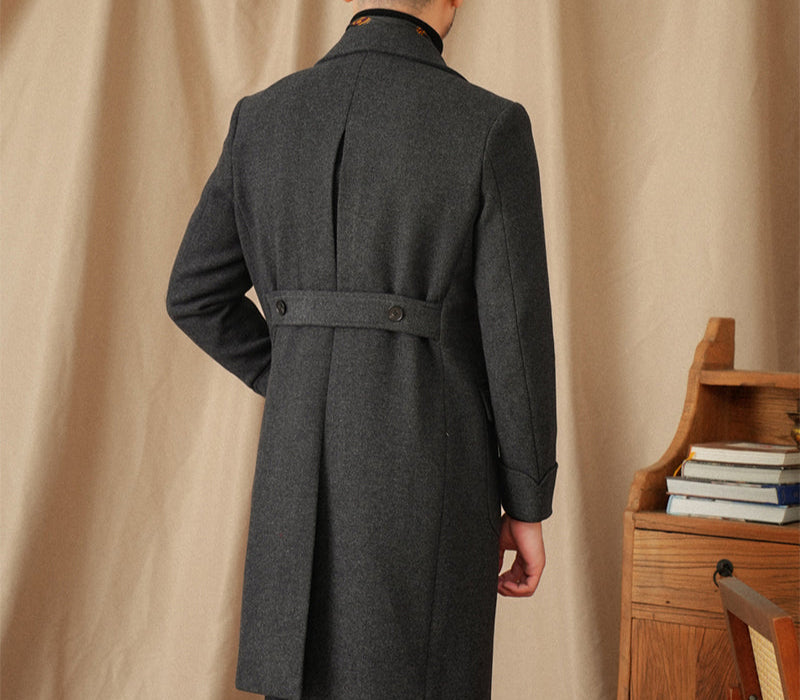 Naples Herringbone Wool Blend Double Breasted Coat