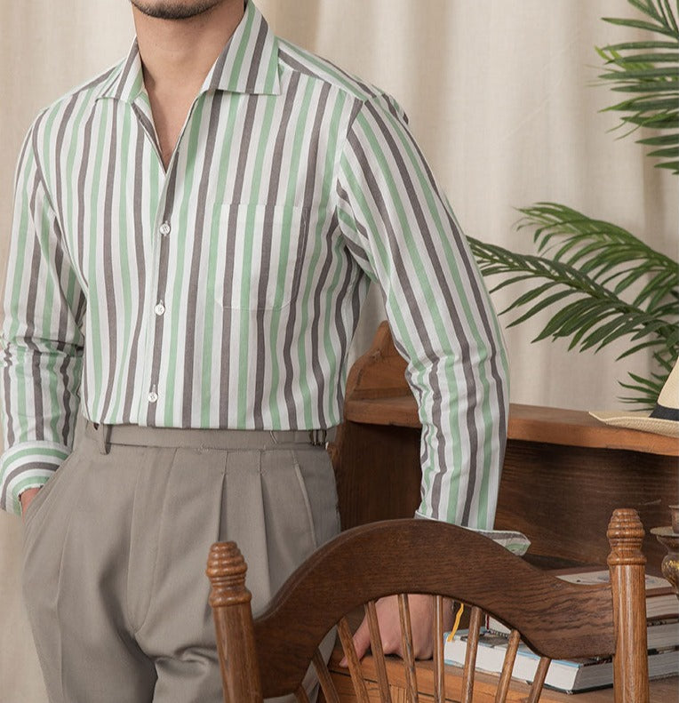 Amalfi Striped Cotton Long Sleeve Shirt