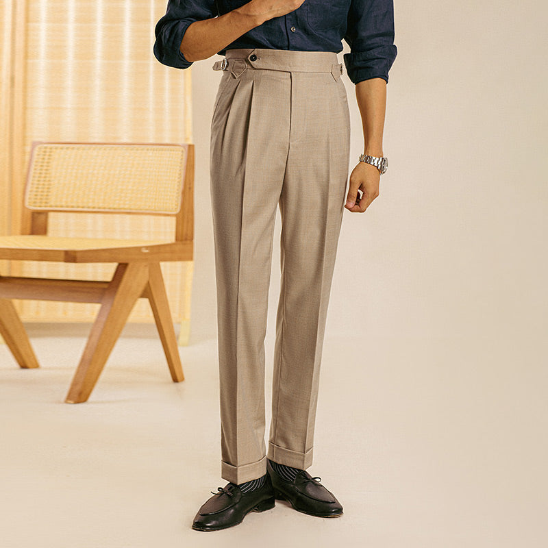 Torino Double Pleated Straight Fit Trousers