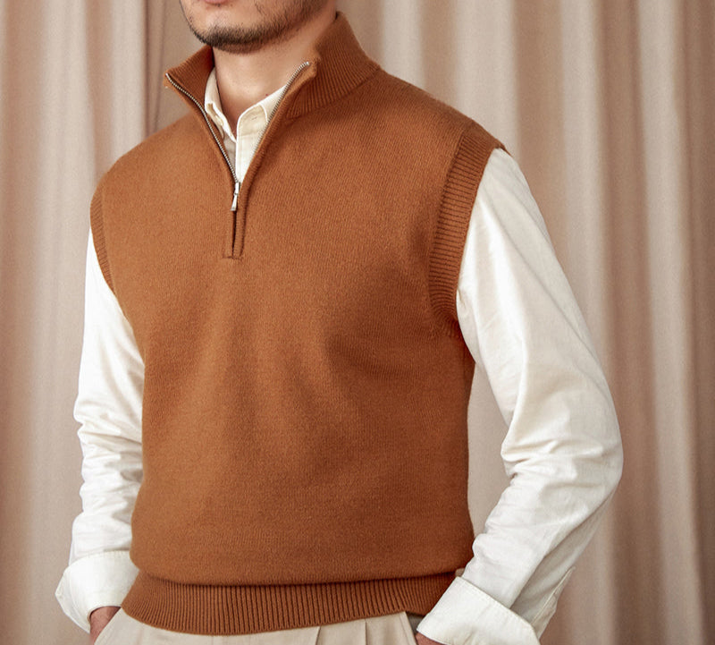 Vintage Half Zip Knitted Gilet Long Sleeve Jumper
