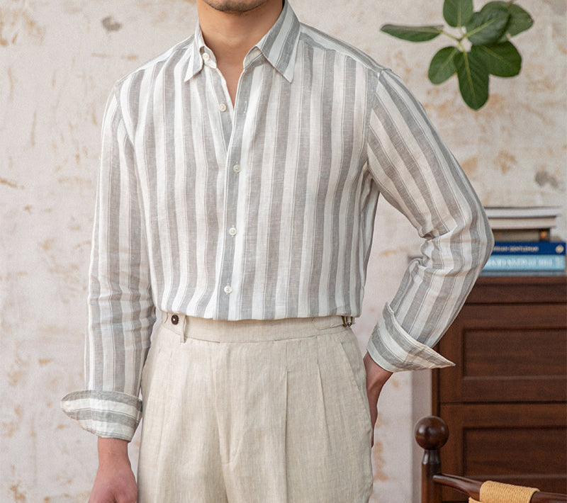 Kotor Striped Linen Long Sleeve Shirt