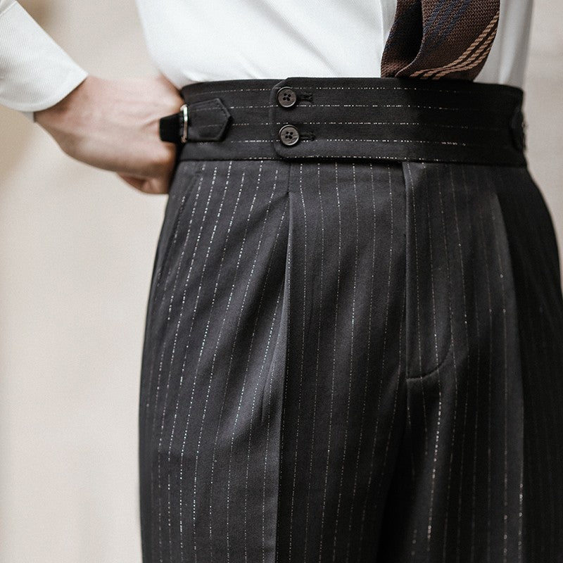 Kensington Pleated Pinstripe Trousers