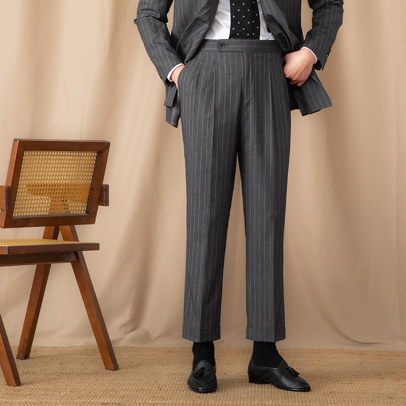 Mayfair Pinstripe Banking Double Pleated Trousers