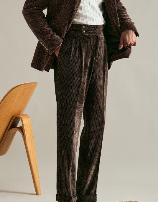 Brescia Vintage Corduroy Double Pleated Trousers