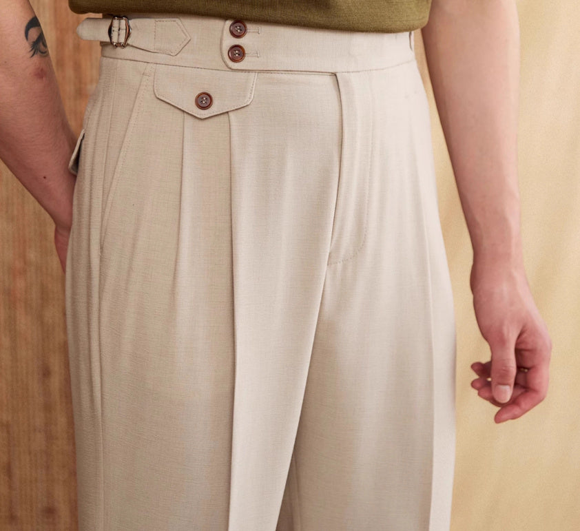 Catanzaro High Waisted Straight Fit Trousers