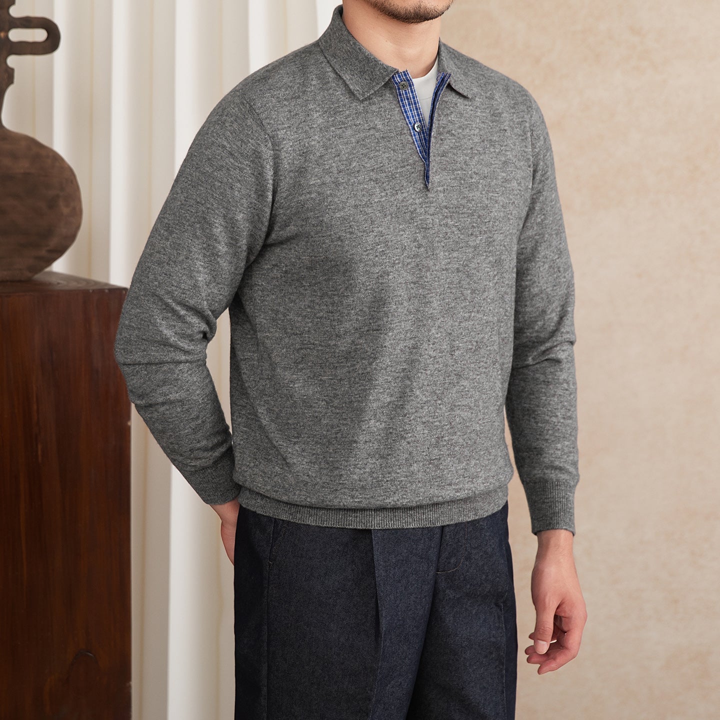 Toronto Wool Blend Long Sleeve Polo