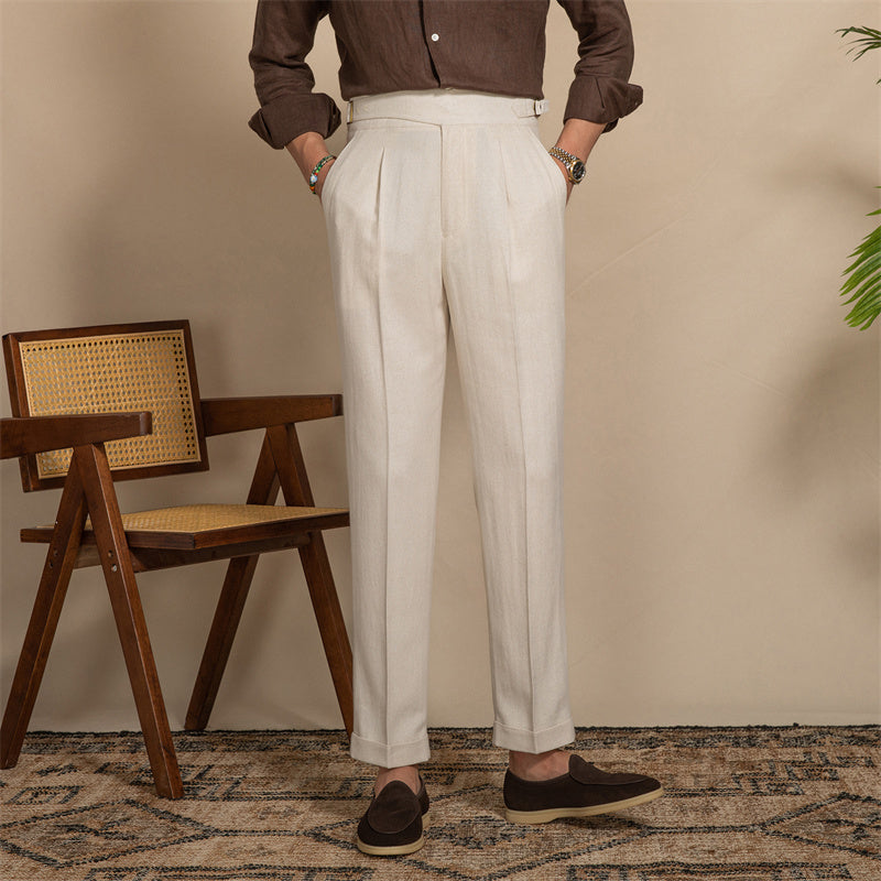 Beige Gurkha Double Pleated Trousers Online