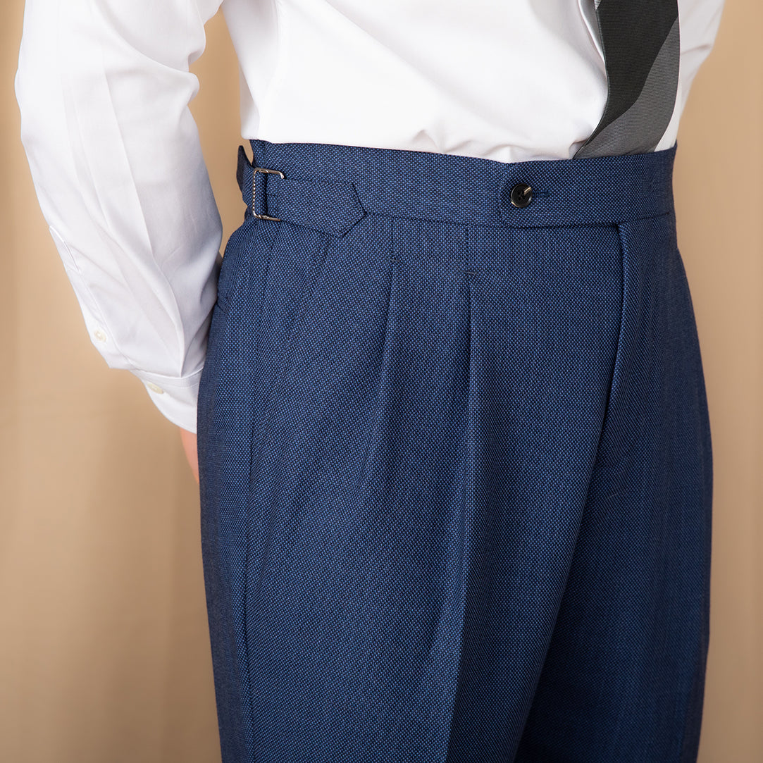 Sorrento Birdseye Textured Double Pleated Trousers