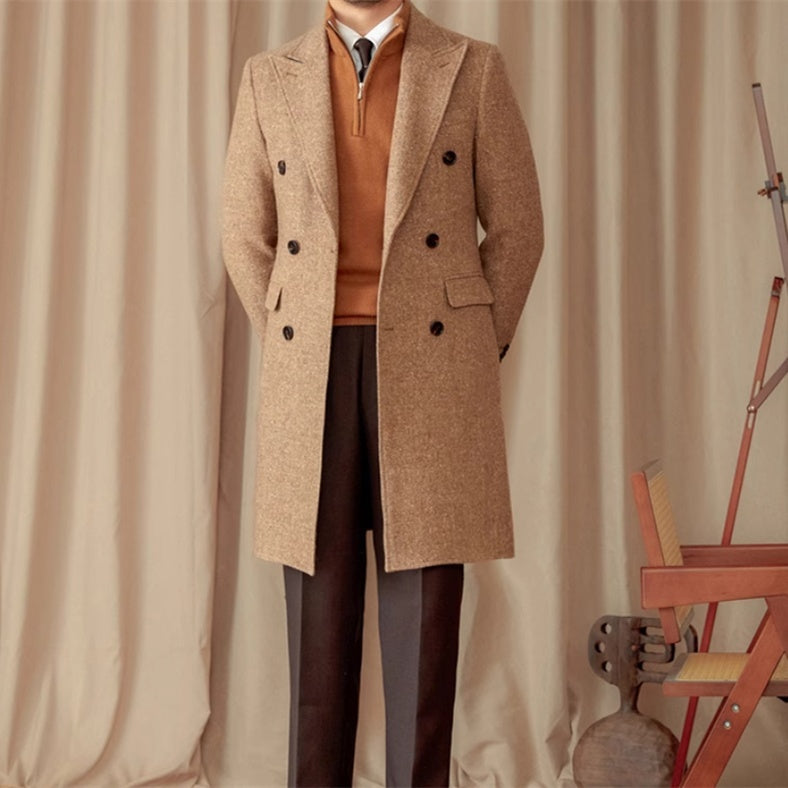 Rome Wool Silk Blend Double Breasted Coat