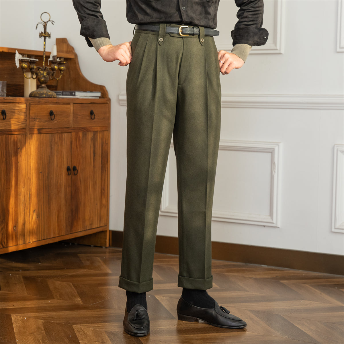 Rome Wool Blend Pleated Trousers