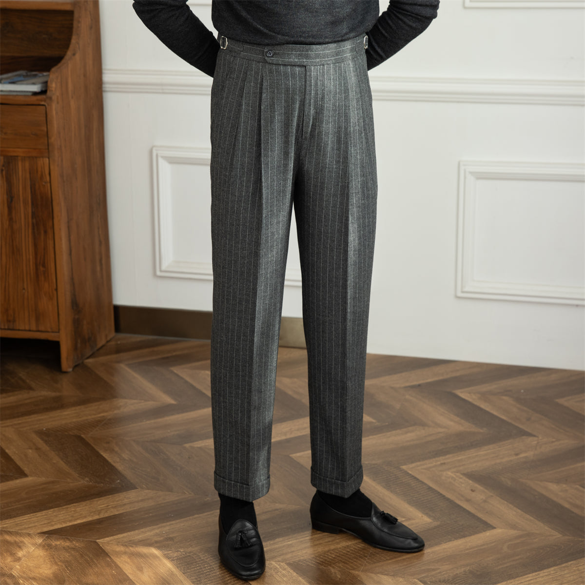 Frankfurt Pinstripe Banking Pleated Trouser