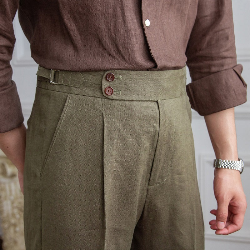 Porto Cervo Linen Pleated Trousers