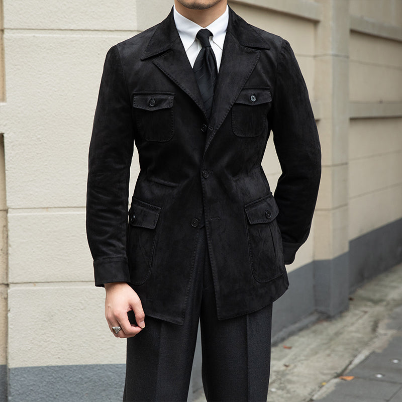 Faux Suede Milan Suit Collar Jacket