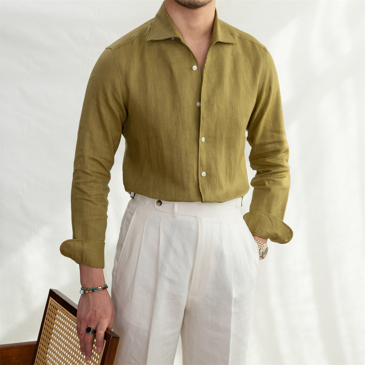 Portofino Linen Cutaway Long Sleeve Shirt