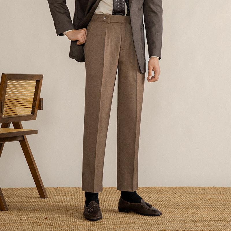 Men Wool Blend Herringbone Pants Retro Tweed Straight Leg Dress Casual  Trousers | eBay
