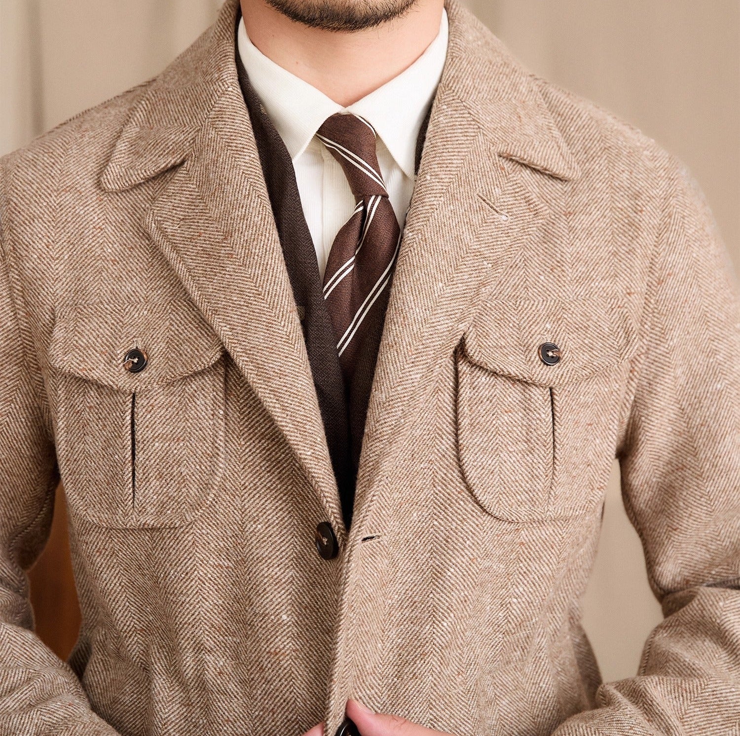 Bari Herringbone Wool Blend Sports Jacket