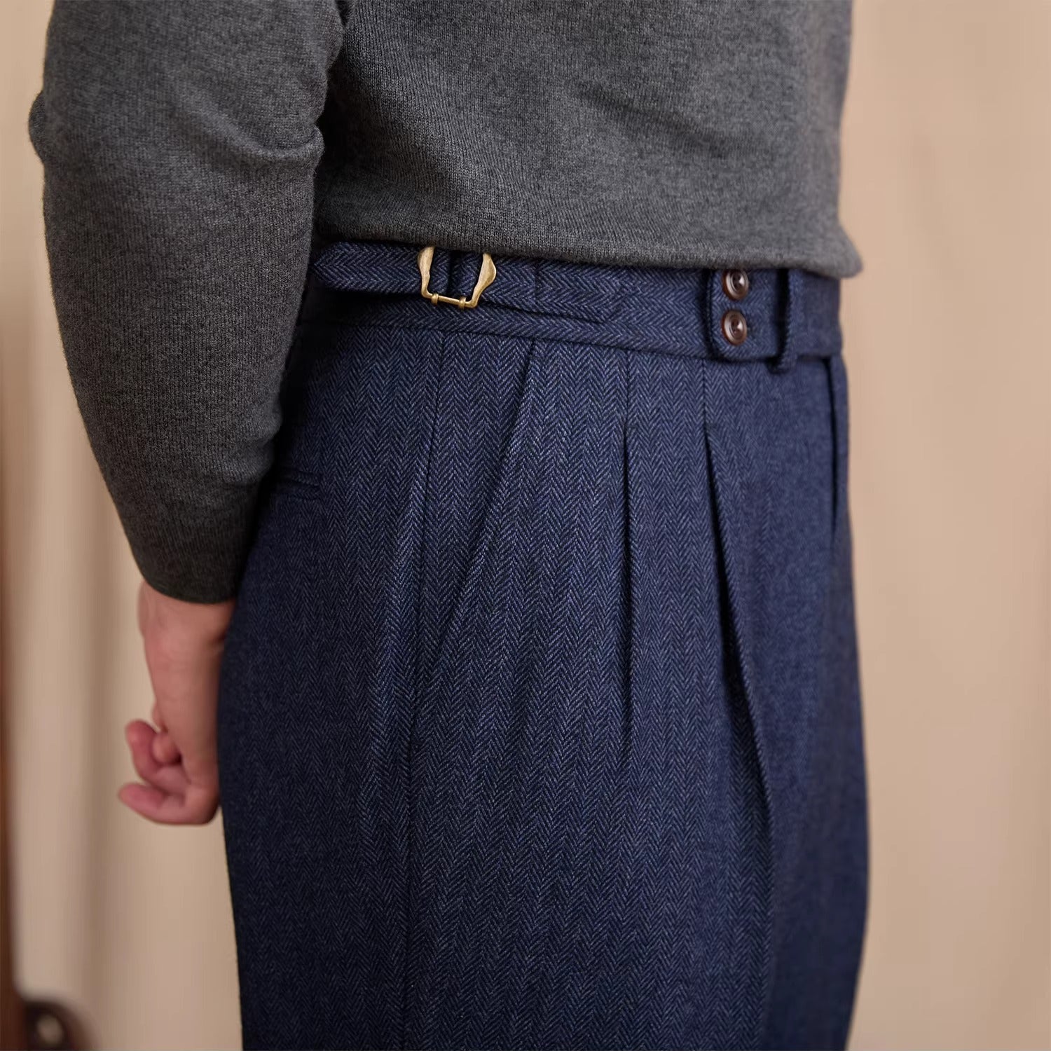 Vienna Herringbone Wool Blend Trousers