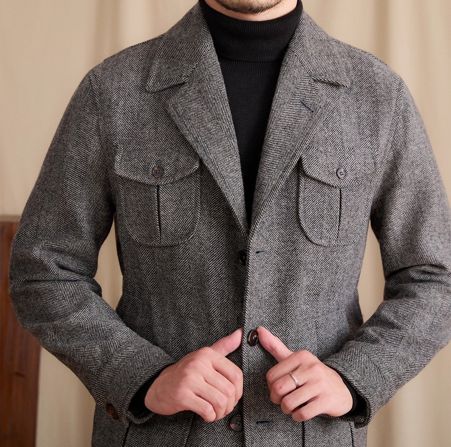 Bari Herringbone Wool Sports Jacket