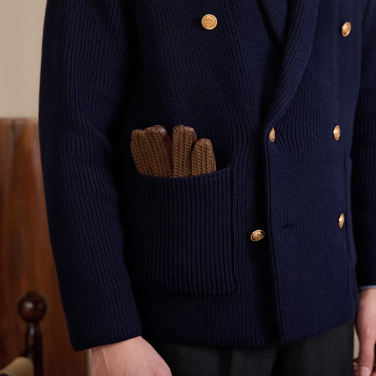 Salvatore Ribbed Double Breasted Cardigan