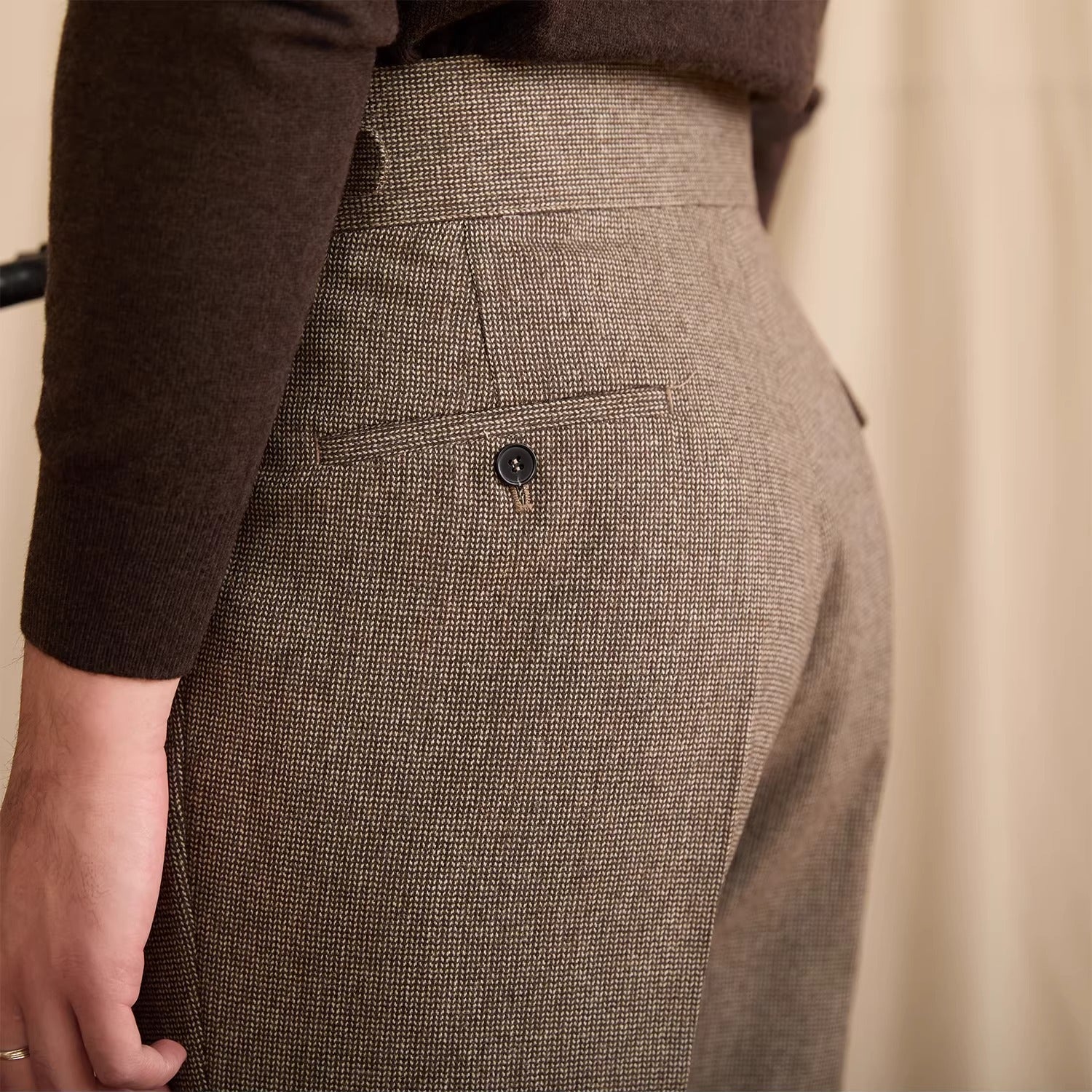 Napoli Houndstooth Wool Blend Gurkha Trousers