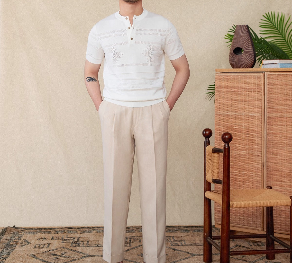 Navajo Cotton Blend Henley T-Shirt